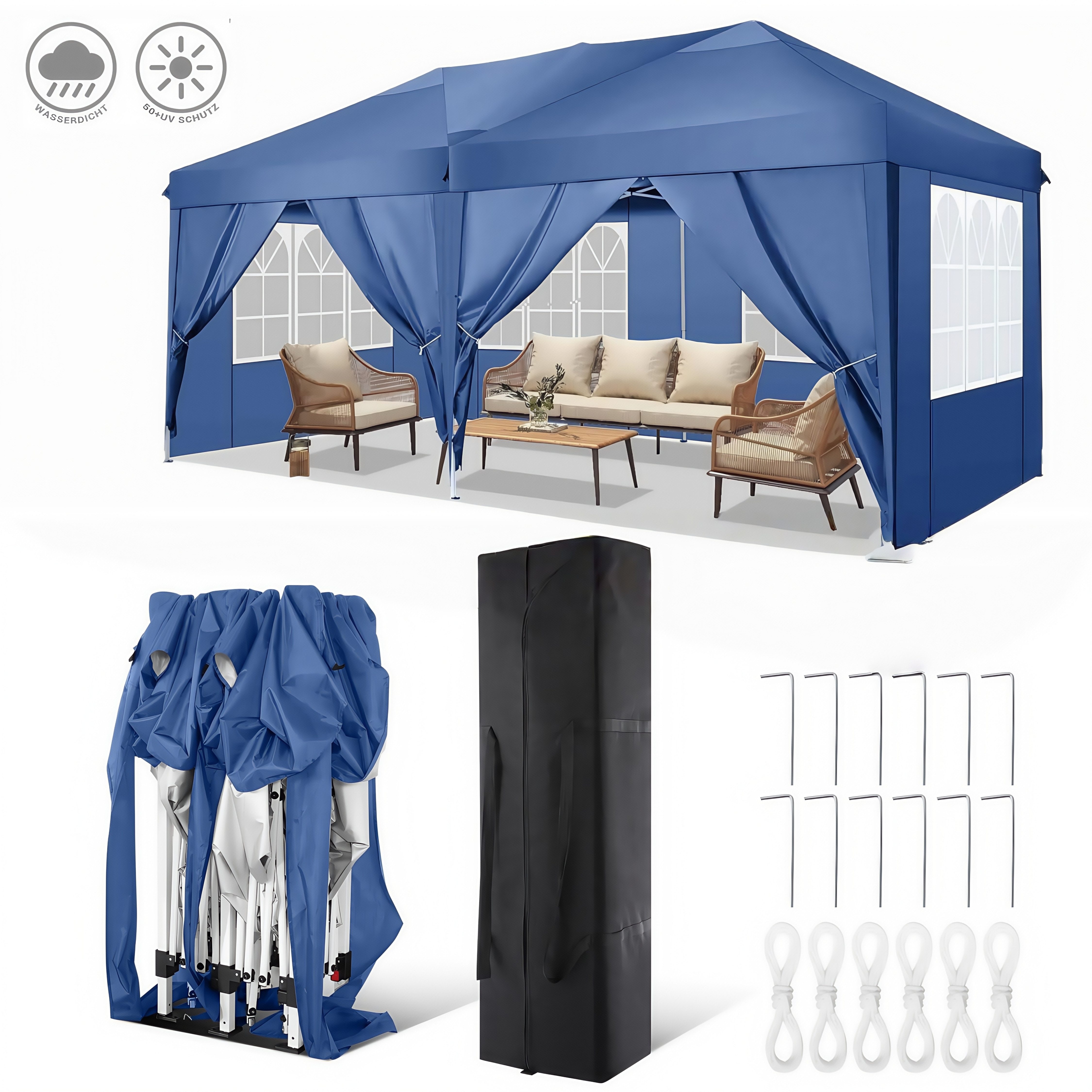 Tooluck Faltpavillon 3x6m Festzelt Wasserdicht UV-Schutz günstig online kaufen