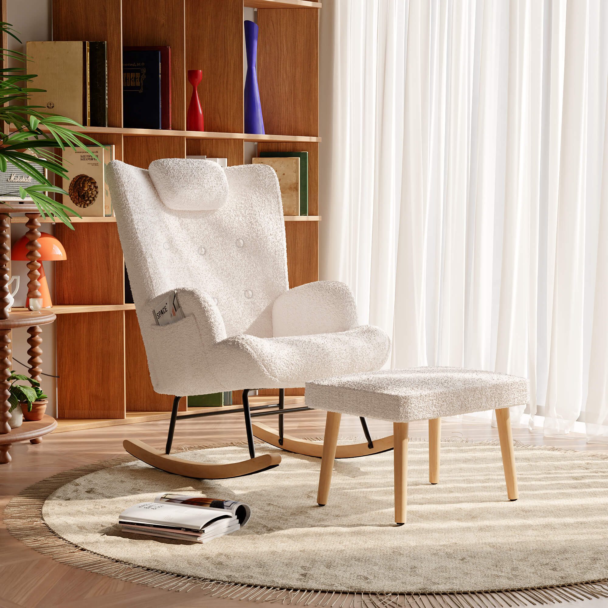 Furnishings Home Schaukelstuhl Weißer Polsterstuhl + günstig online kaufen