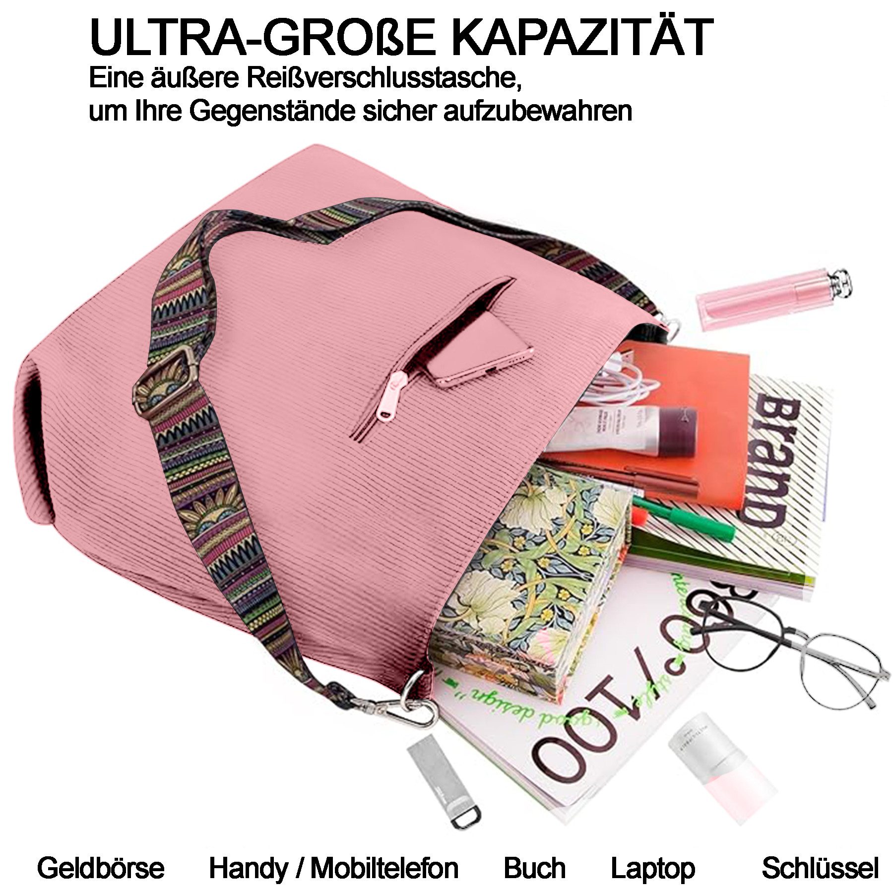 Mutig Handtasche Handtasche Groß, Strandtasche mit Reißverschluss, Damen To günstig online kaufen