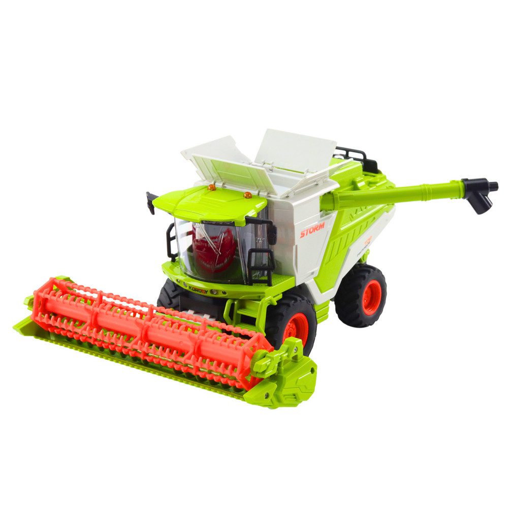 LEAN TOYS Spielzeug-Mähdrescher Erntemaschine Landmaschine Funkfahrzeug, (Spar-Set, 1-tlg., 30x22x13 cm beleuchtet), Raucheffekt, LED-Licht, Sound, 2,4 GHz, Getreidevorsatz
