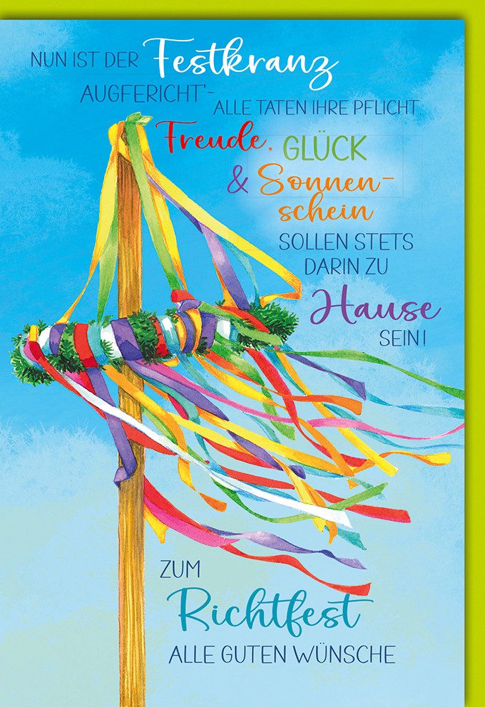 Grußkarten Richtfest - Karte mit Umschlag - Richtfestkrone