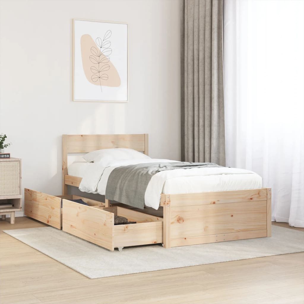 vidaXL Bett Massivholzbett ohne Matratze 75x190 günstig online kaufen