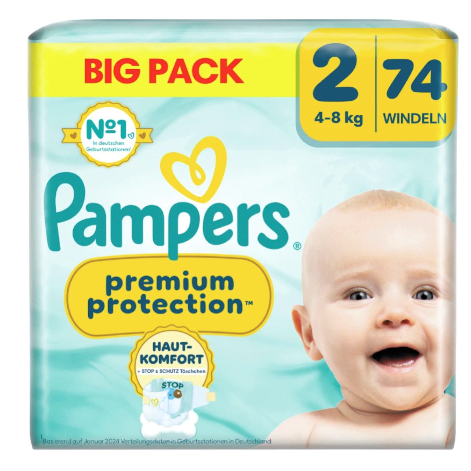 Pampers Подгузники Подгузники Premium Protection Gr.2 Mini (4-8 kg), Big Pack, 74 St