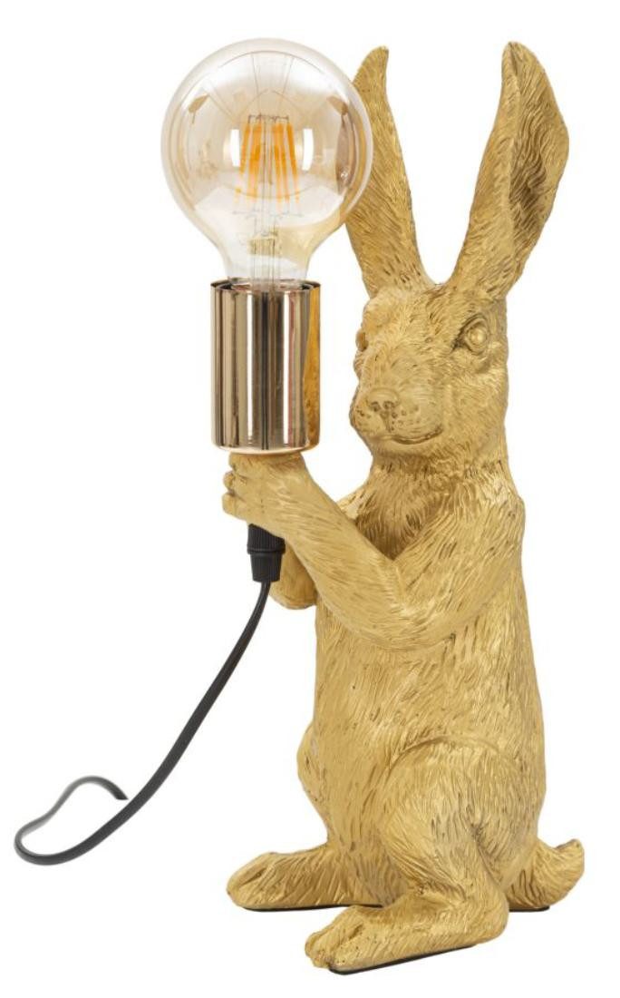 Natur24 Tischleuchte Tischlampe Hase 13 x 35.5 x 17 cm Metall Harz Gold