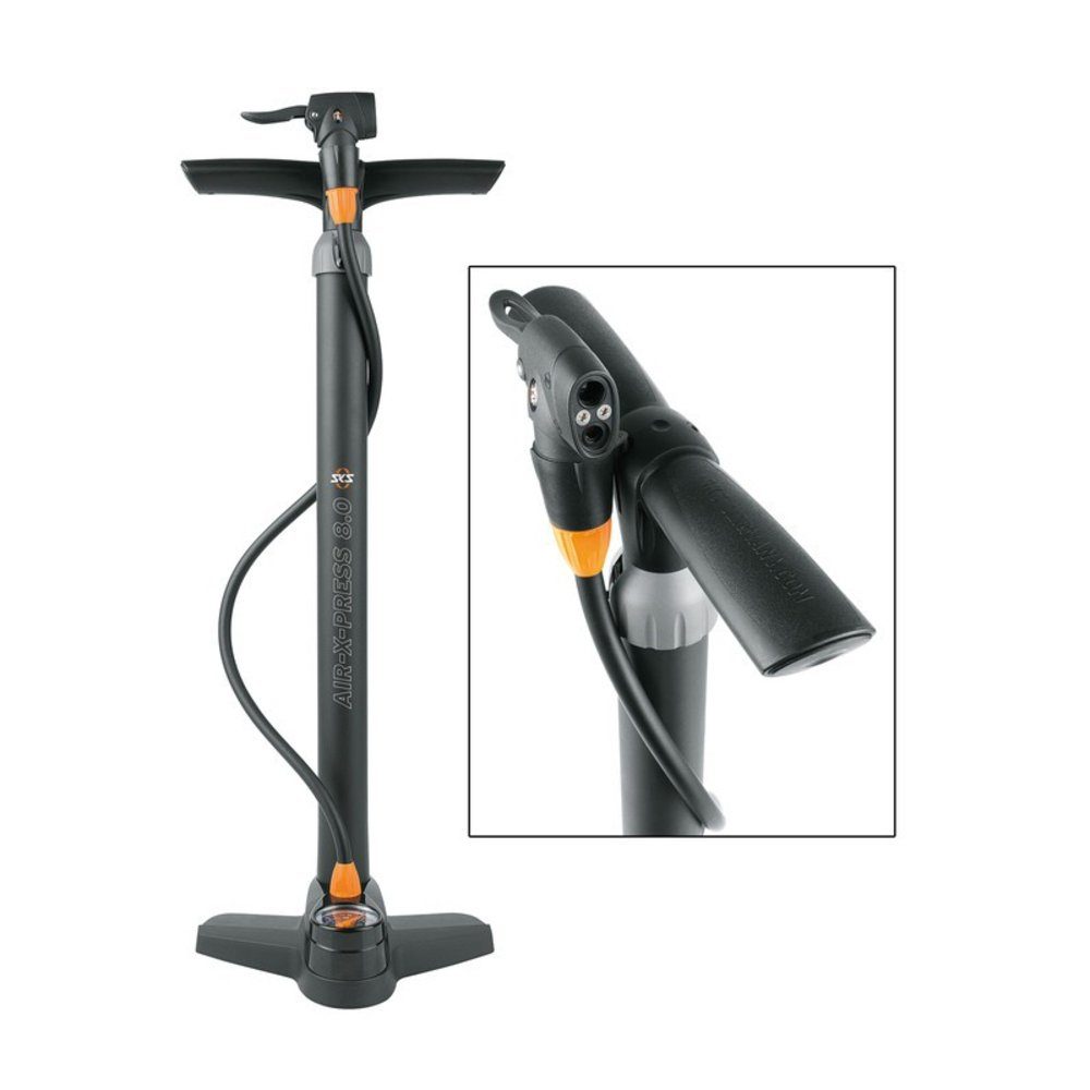 Luftpumpe Standpumpe Air X-Press 8.0 Multi-Valve, schwarz, mit Manometer