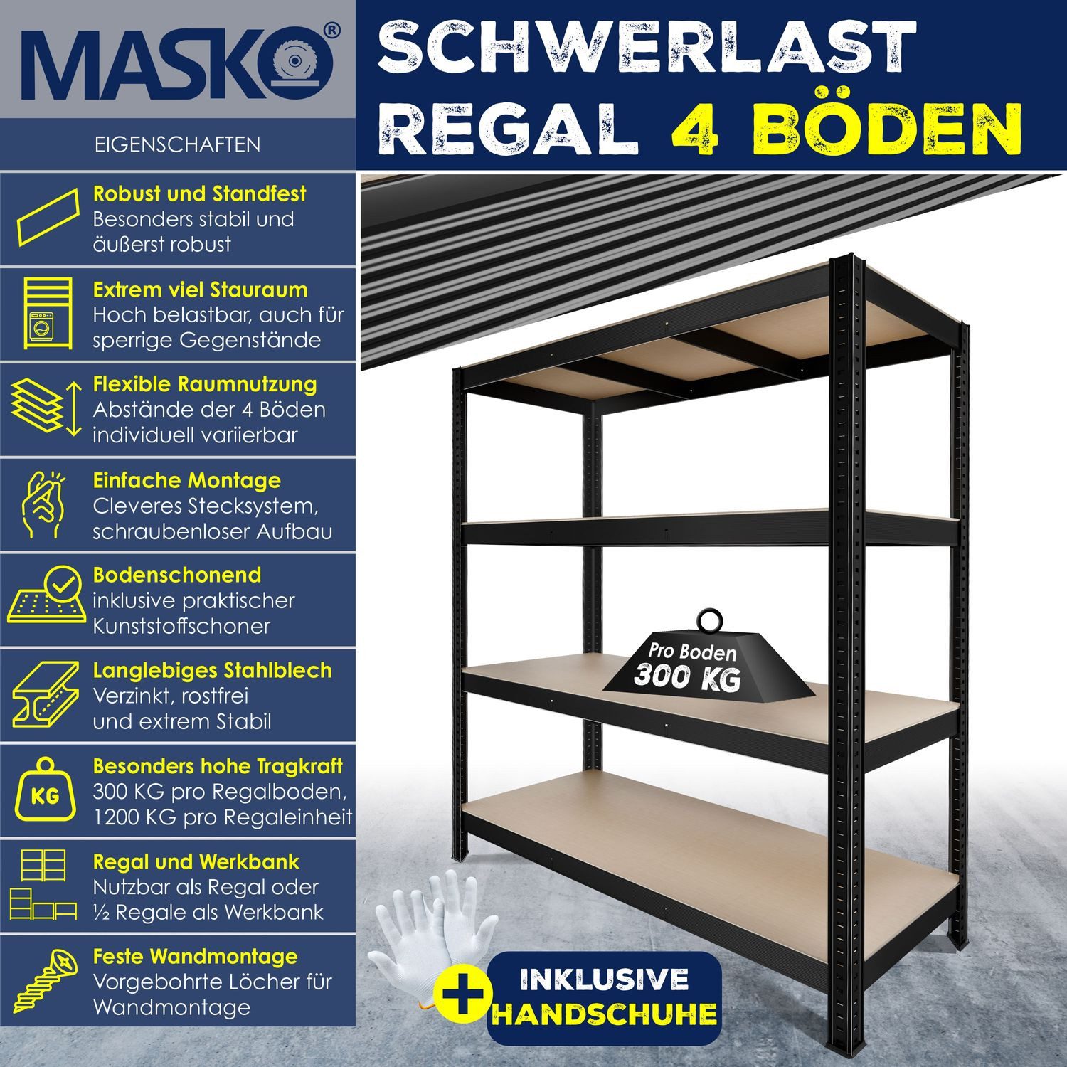 MASKO Schwerlastregal, Lagerregal 300 kg pro günstig online kaufen