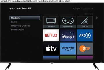 Sharp 50FJ2E LED-Fernseher (126 cm/50 Zoll, 4K Ultra HD, Smart-TV, Roku TV nur in Deutschland verfügbar, Rahmenlos, HDR10, Dolby Digital)