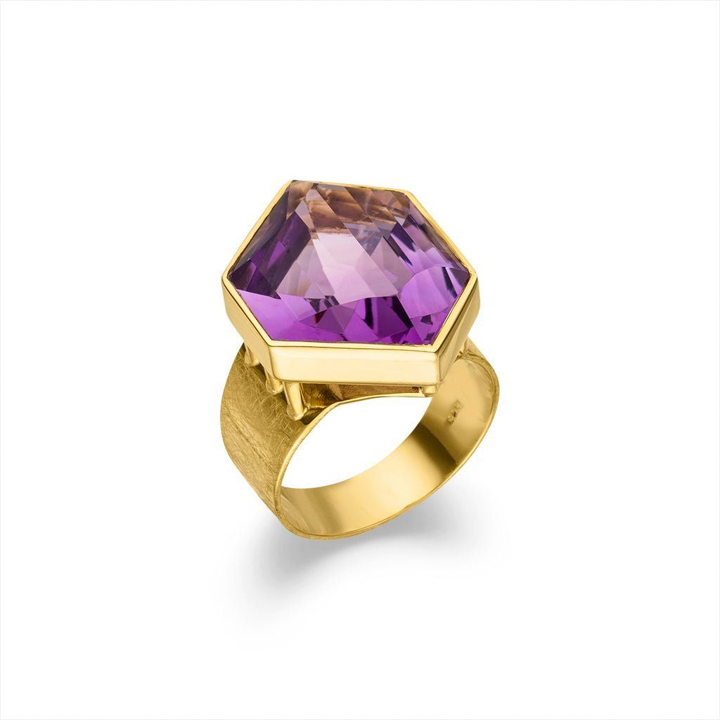 SKIELKA DESIGNSCHMUCK Goldring Amethyst Ring 19,99 ct. (Gelbgold 585), hochwertige Goldschmiedearbeit aus Deutschland