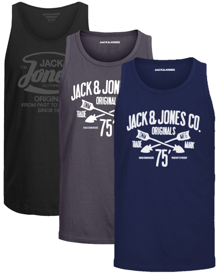 Jack & Jones Tanktop Bequemes Slimfit Shirt mit Printdruck (3er-Pack) mit Print