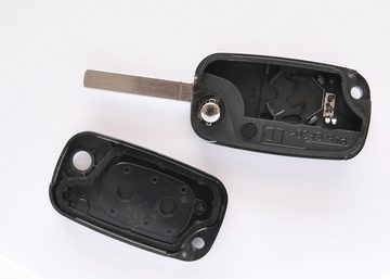 mt-key Klapp Schlüssel Reparatur Ersatz Gehäuse 2 Tasten + Rohling + CR2032 Knopfzelle, CR2032 (3 V), für Renault Mercedes Benz Citan W415 Funk Fernbedienung