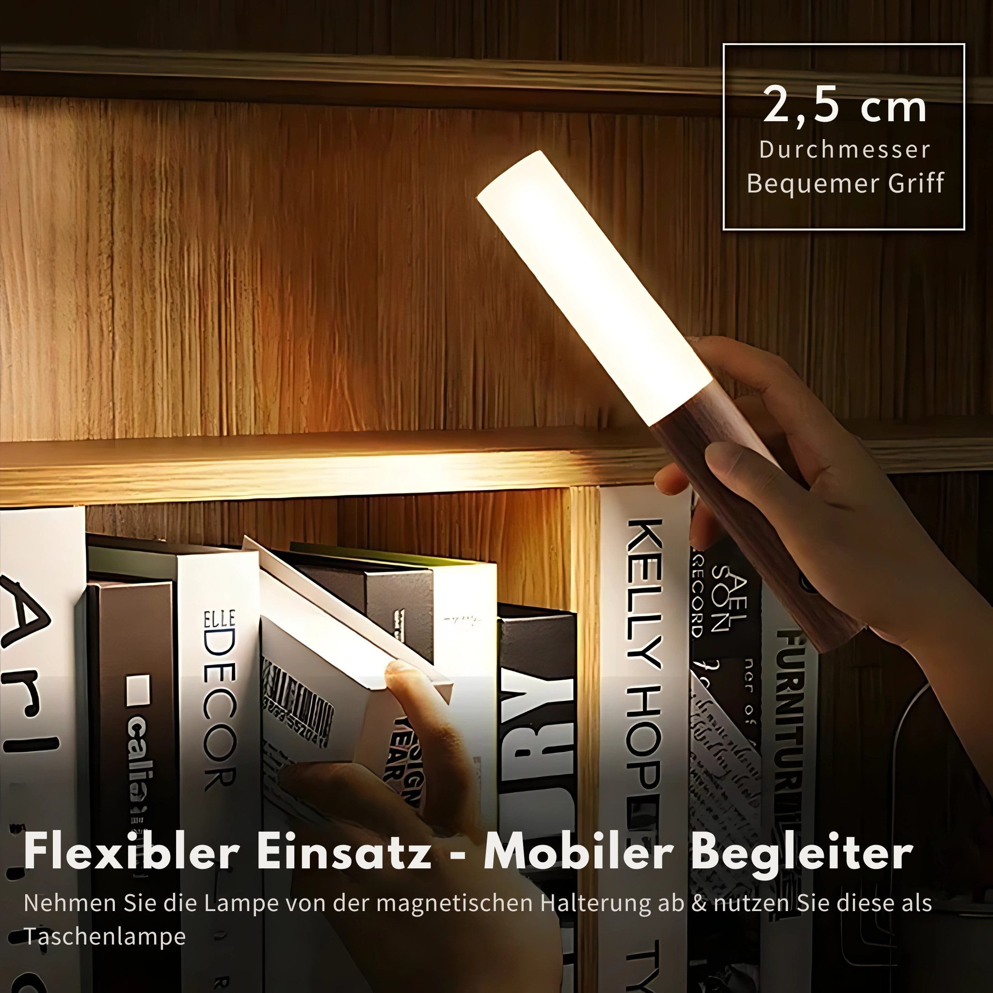 HS.SUPPLY LED Lichtleiste mit Bewegungssensor, Lichtstab, magentisches Nachtlicht Treppe, LED fest integriert, Tageslichtweiß, Warmweiß, Kaltweiß, Universell einsetzbar, mit magentischer Halterung & Bewegungssensor