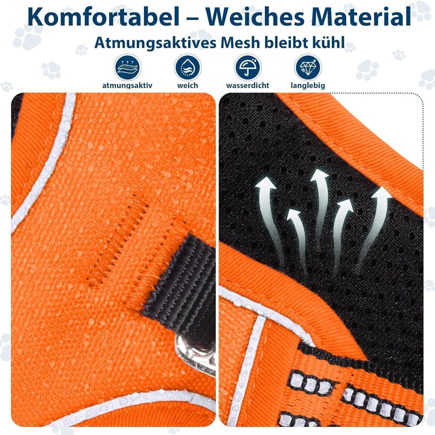 LuxusKollektion Hunde-Sicherheitsgeschirr Hundegeschirr Brustgeschirr AntiZug Griff Reflektor XL Orange