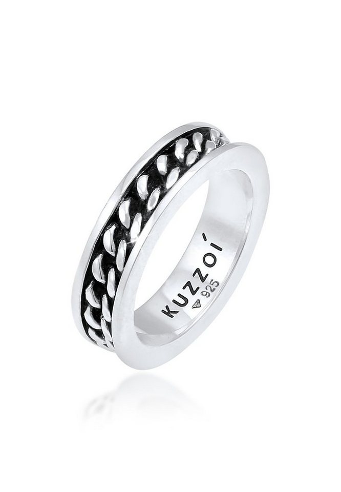 Kuzzoi Silberring Herren Bandring Panzer Design Trend 925 Silber, Twisted