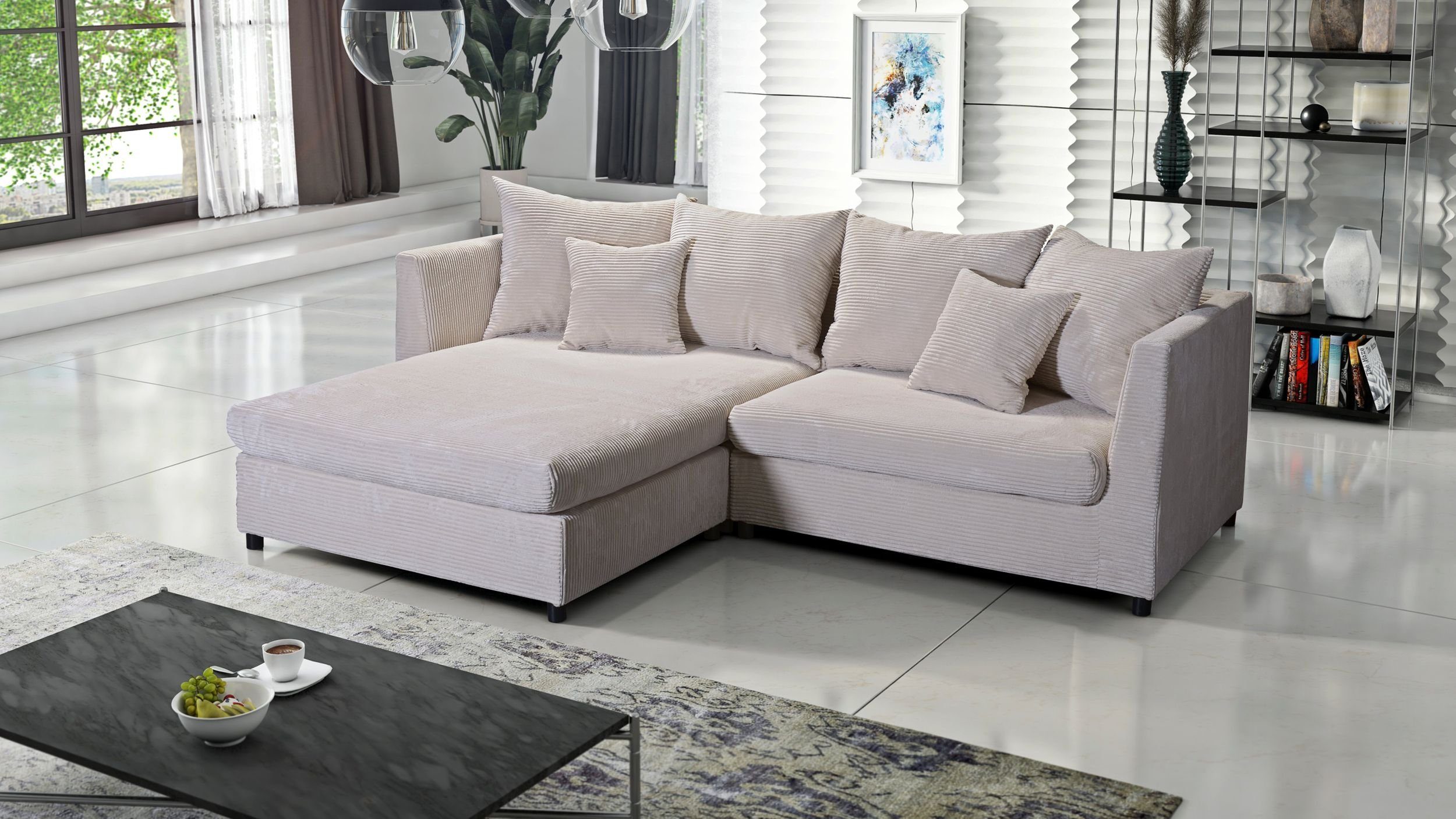 Küchen-Preisbombe Sofa Couch Ecksofa Eckcouch Wohnlandschaft Pam 1 Cord Bezug, Sofa in L-Form