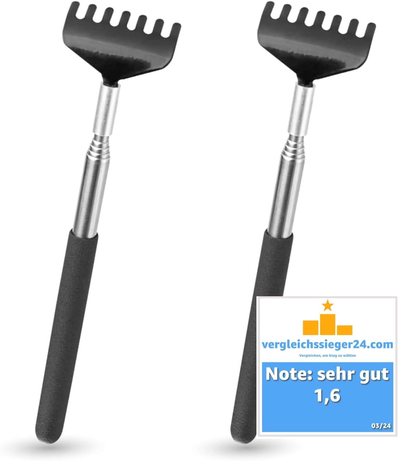 Everhomely® Massagebürste 2er Rückenkratzer - stabil & ausziebhar - mit breiter Kratzhand, 2er Set, 2-tlg., 2 Stück, Teleskop, breite Kratzhand