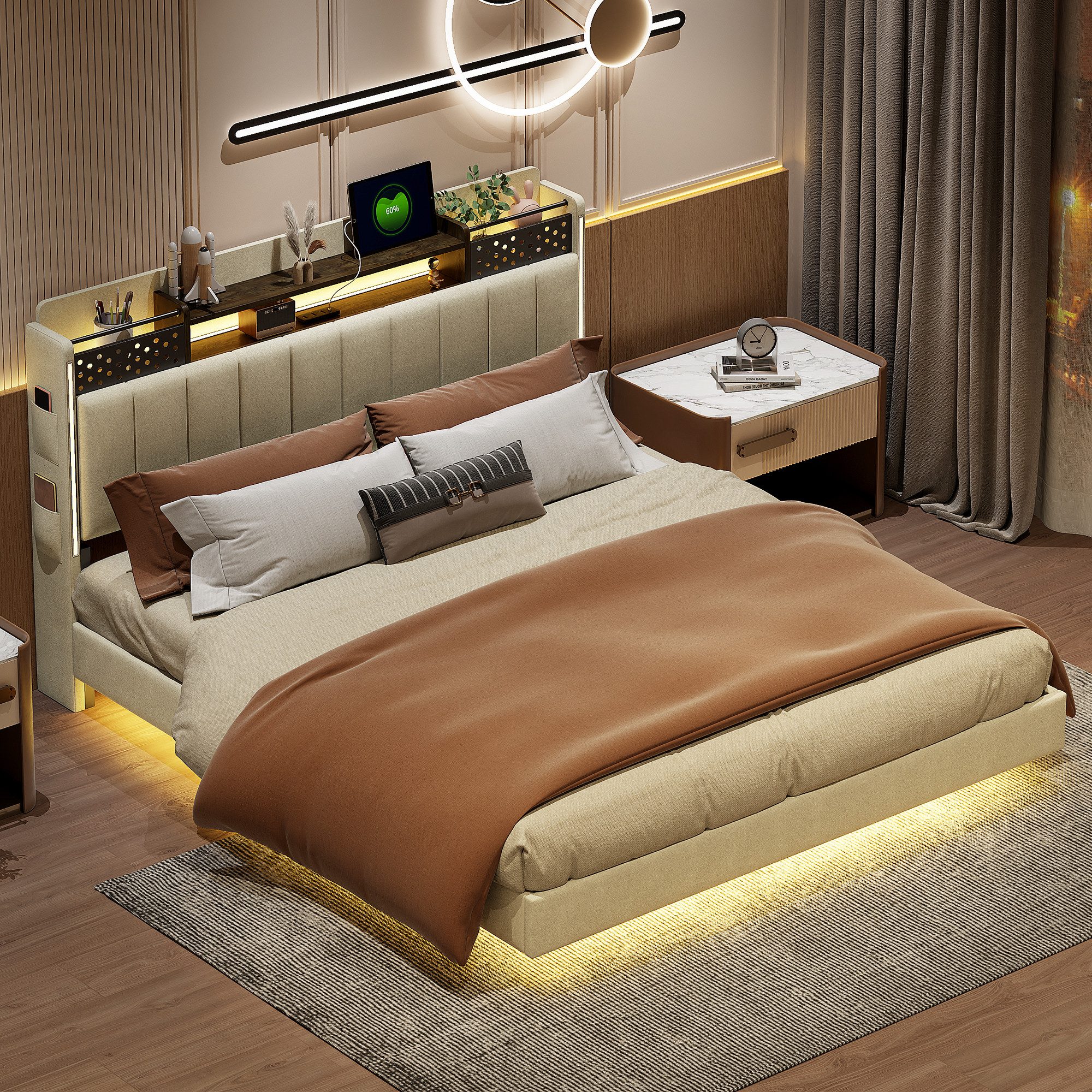 STILVORA Polsterbett 160×200 bett mit Steckdose günstig online kaufen