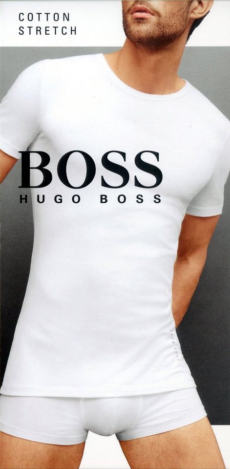 BOSS Unterziehshirt Stretch Cotton (2-St., 2er-Pack) Herren T-Shirt  Crew-Neck Slim Fit Stretch Cotton Unterziehshirt Kurzarm im Doppelpack, BOSS  Stretch Cotton T-Shirt (Unterziehshirt) mit Rundhalsausschnitt, im 2er-Pack