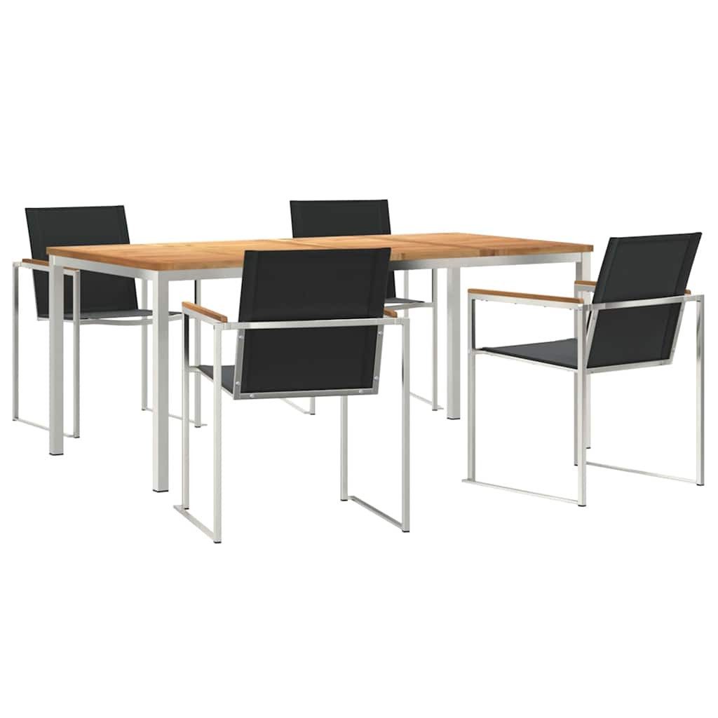 vidaXL Gartenlounge-Set Garten Essgruppe 5 pcs Braun Massivholz, (5-tlg)