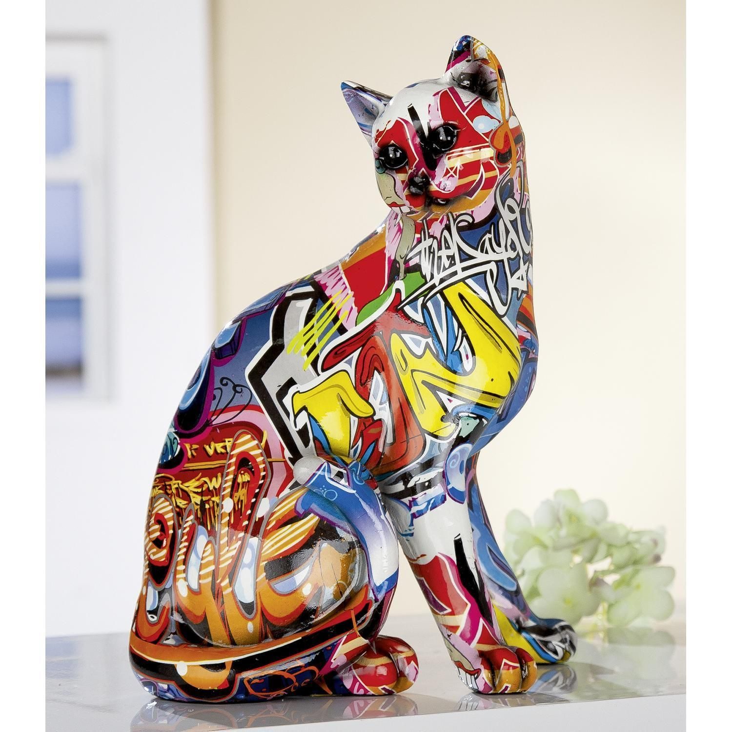 GILDE Dekofigur Figur Pop Art Katze (1 St), Dekoobjekt, Tierfigur, Höhe 29 cm, Wohnzimmer