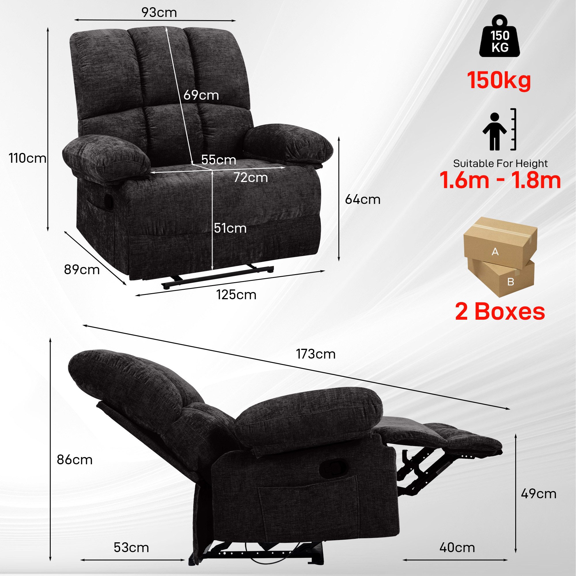 HOMYEDAMIC Relaxsessel Massagesessel 72 cm Einzelsessel Breite XXXL Relaxse günstig online kaufen