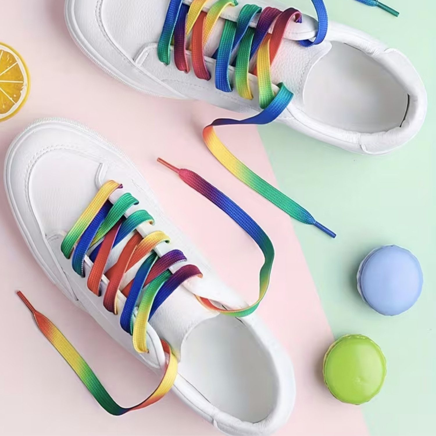 XCOAST Schnürsenkel Regenbogen Schuhbänder im Farbverlauf – flache Schnürse günstig online kaufen