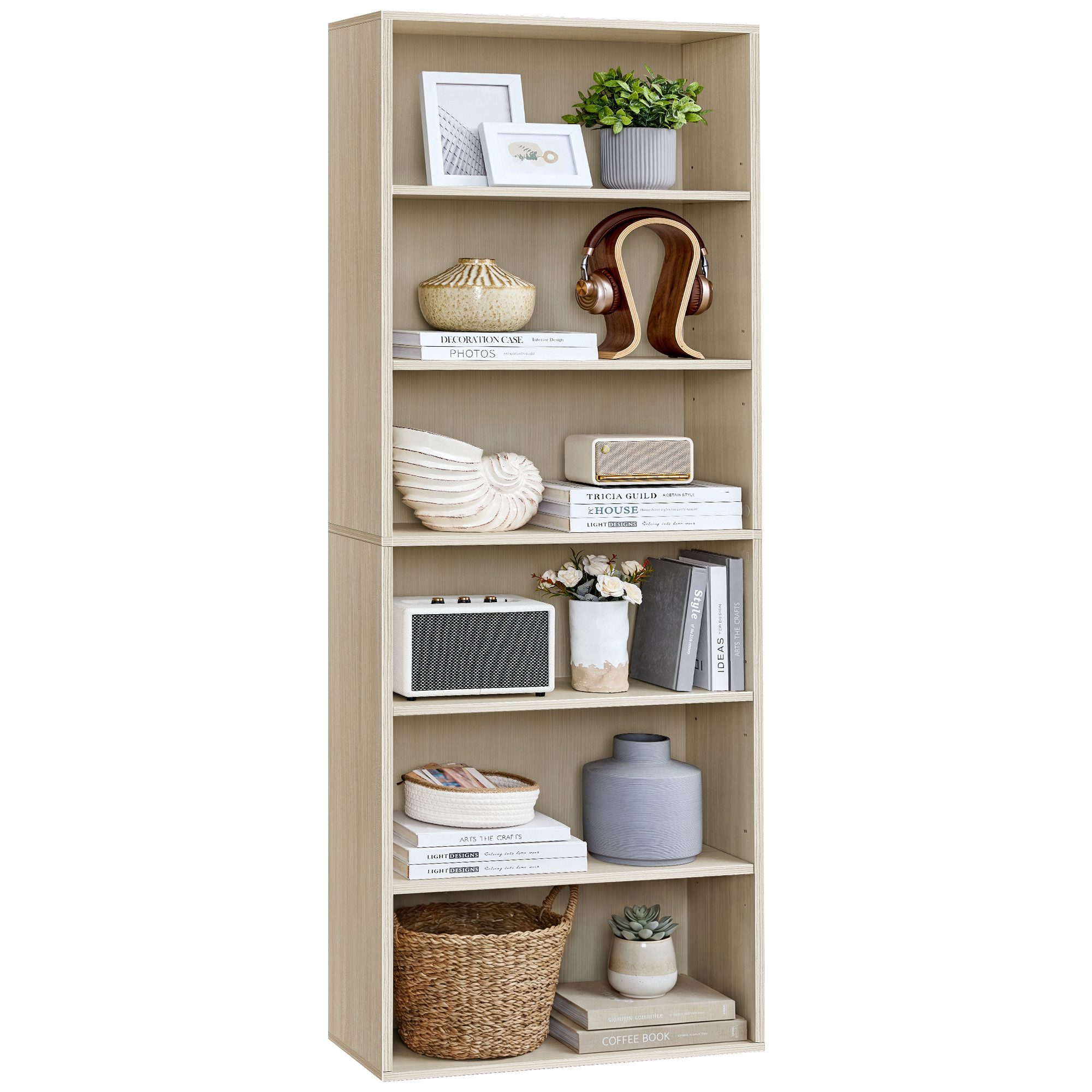 VASAGLE Bücherregal 6-stöckiges Regal, 24 x 60 x 178,5 cm, für Wohnzimmer, Homeoffice, Standregal