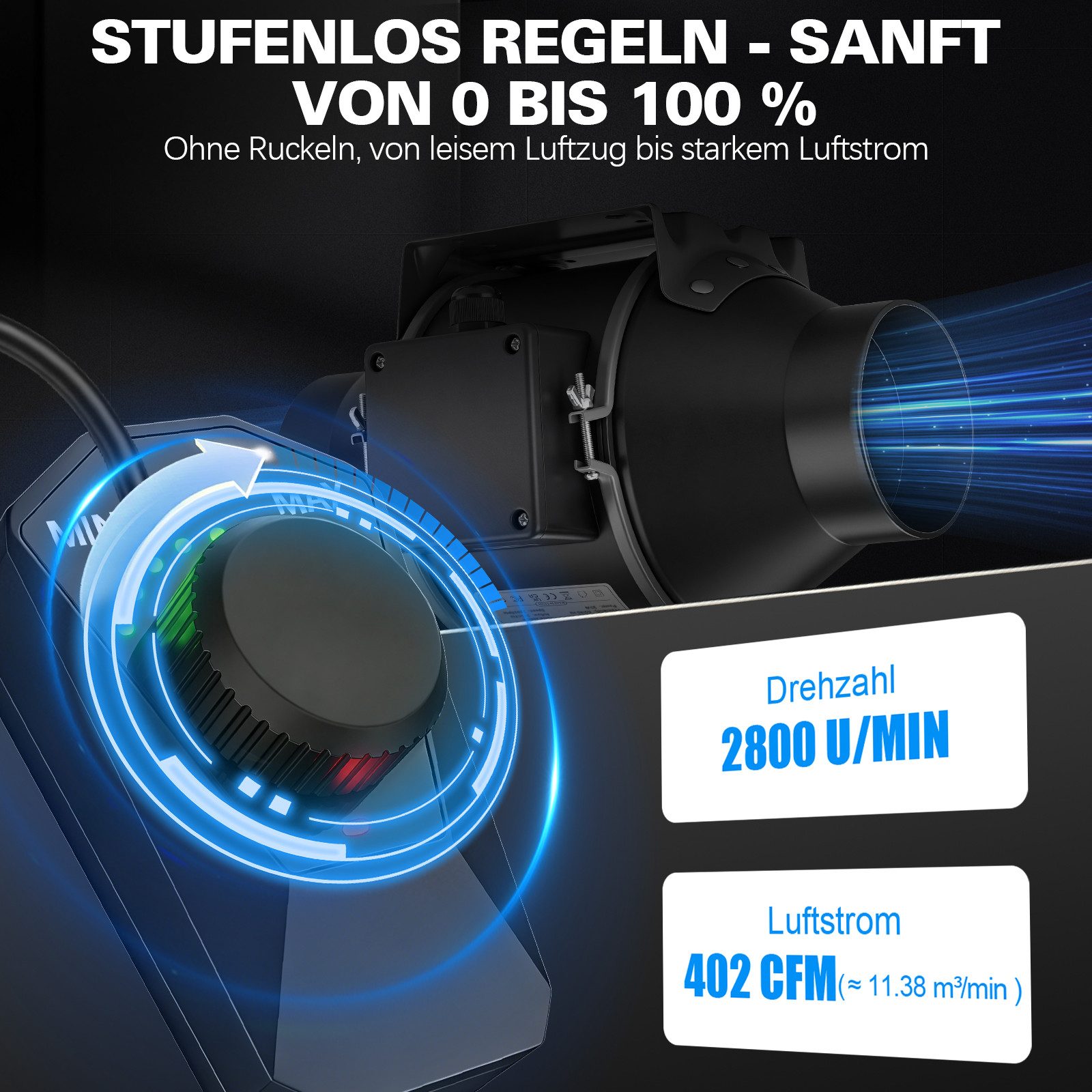 XERSEK Badlüfter 70W/150mm Abluftventilator 683m³/h Rohrventilator mit EC-Frequenzmotor, Stufenlose Regelung, 35–56 dB, Belüftung Für Bad Küche WC Growzelt usw