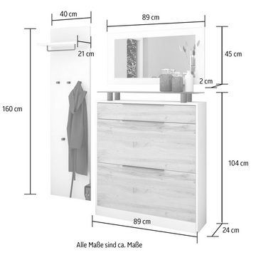 borchardt Möbel Garderoben-Set Tom, (3-St), Schuhschrank stehend