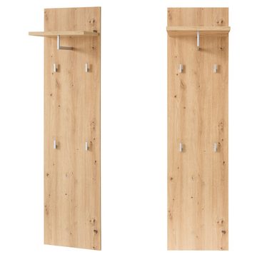 Lomadox Garderoben-Set BLISS-36, (Spar-Set, 3-St), weiß matt Eiche Kommode Garderobenpaneel Spiegel