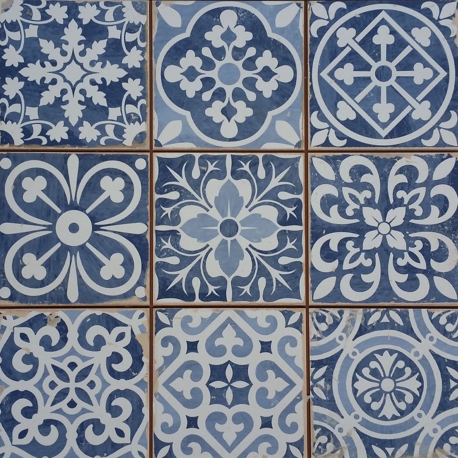 Casa Moro Bodenfliese Marokkanische Fliesen Rahel Blau Patchwork 33x33 cm, Blau, Vintage Bodenfliesen, FL2112, Retrofliesen Keramikfliesen als Wandfliesen