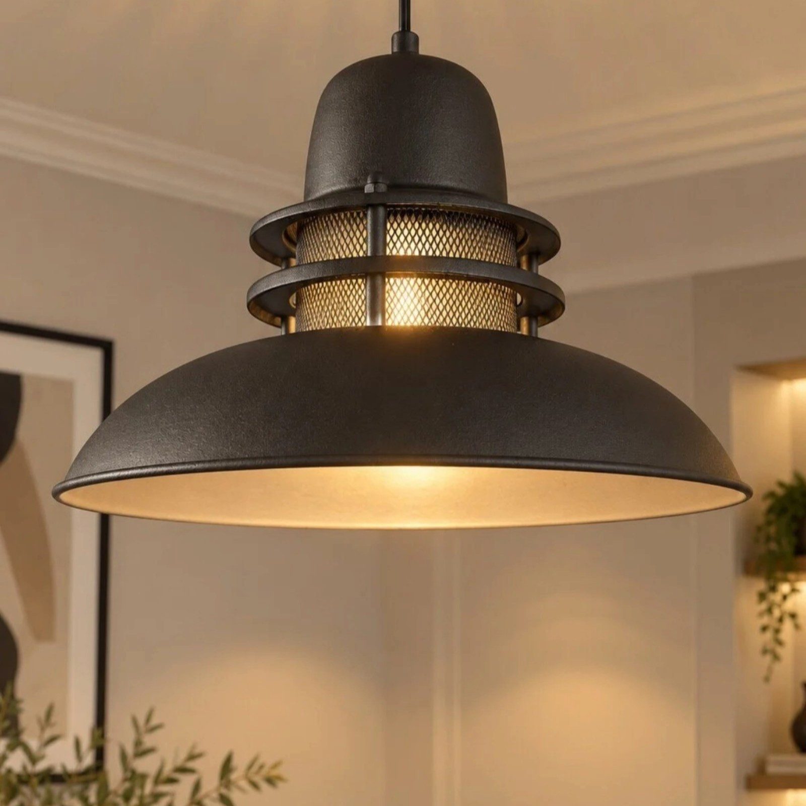Bamyum Pendelleuchte Bamyum Hängelampe Metall Ø34 cm E27 Retro Lampe, ohne Leuchtmittel