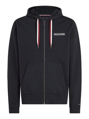 Tommy Hilfiger Kapuzensweatjacke GLOBAL STRIPE HOODED ZIP THRU mit Logo-Patch auf der Brust