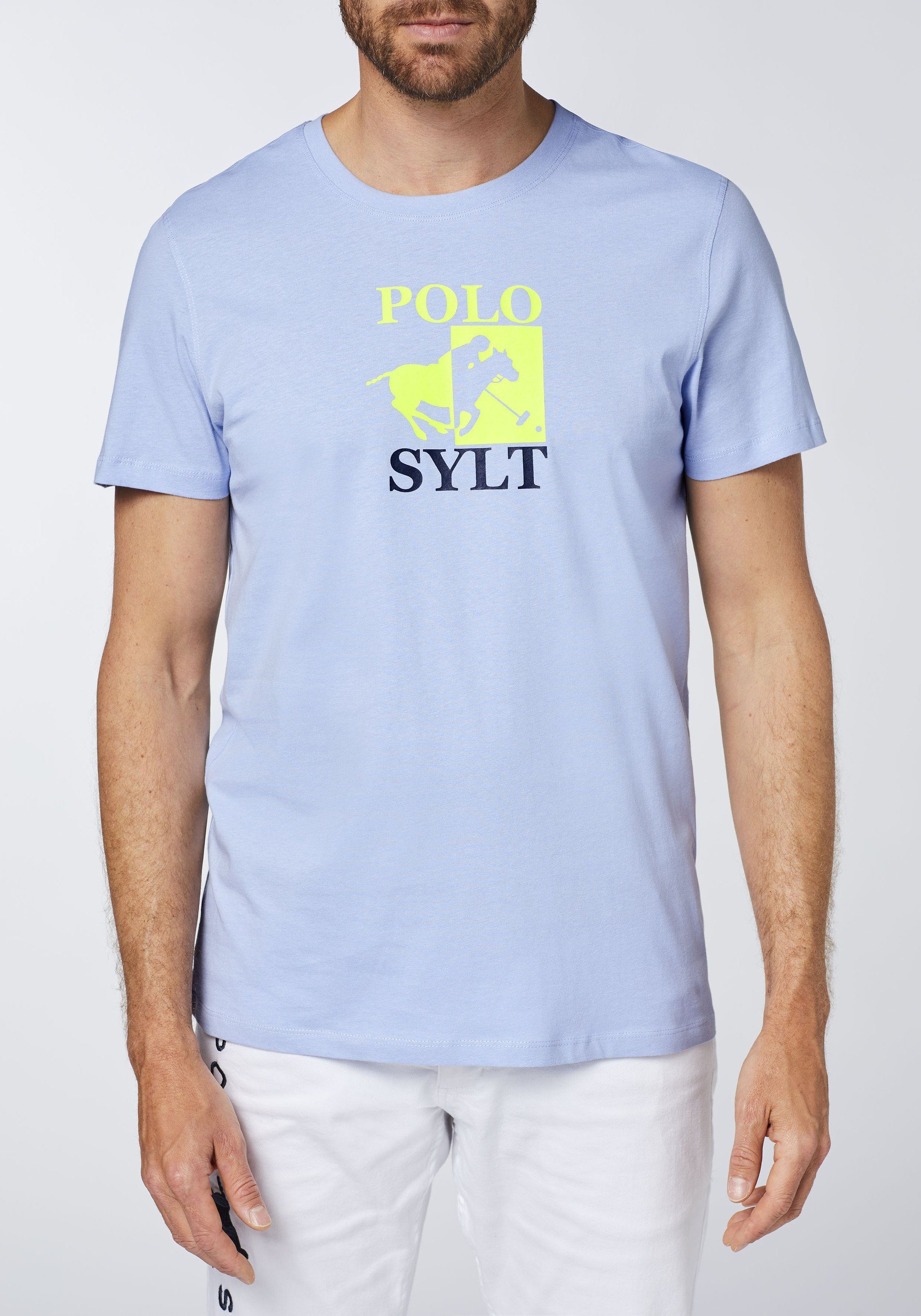 Brunnera 16-3922 Blue Sylt mit Print-Shirt Polo großem Logoprint