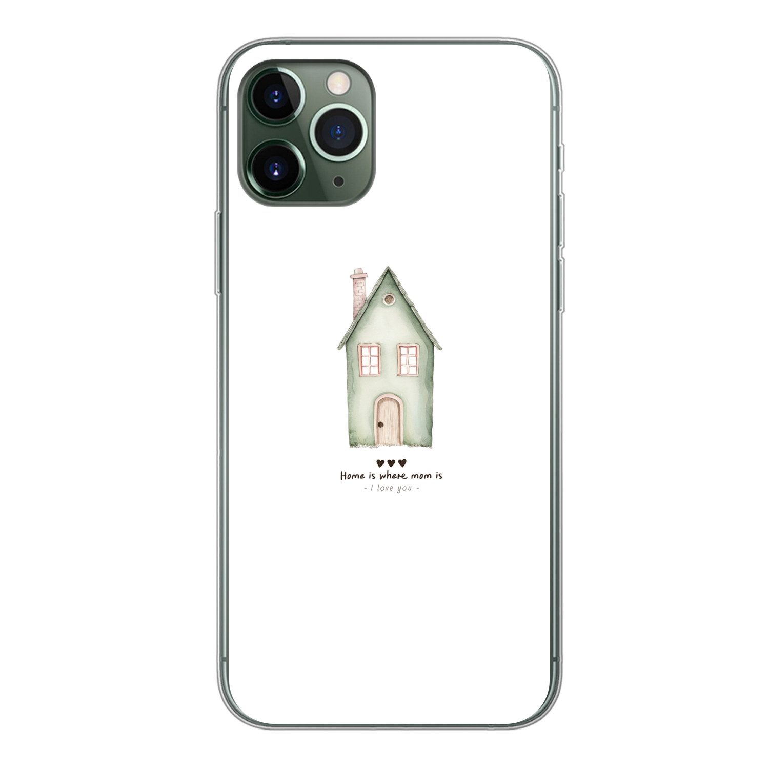 MuchoWow Handyhülle für Apple iPhone 11 Pro Landhaus - Grün - Text - Liebevoll, Smartphone-Bumper, Print, Handy Schutzhülle Dünn