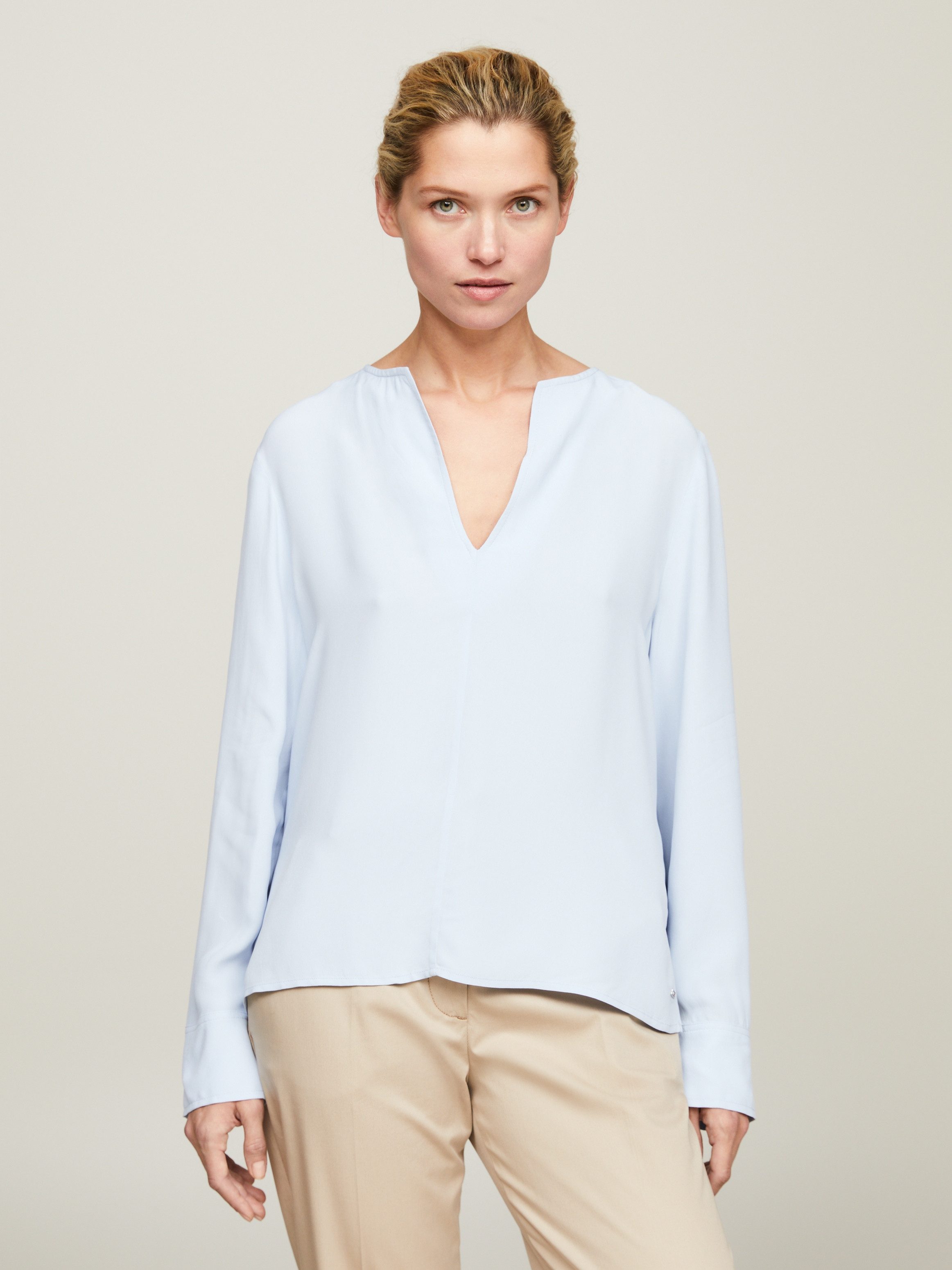 Tommy Hilfiger Langarmbluse VISCOSE CREPE V-NECK günstig online kaufen