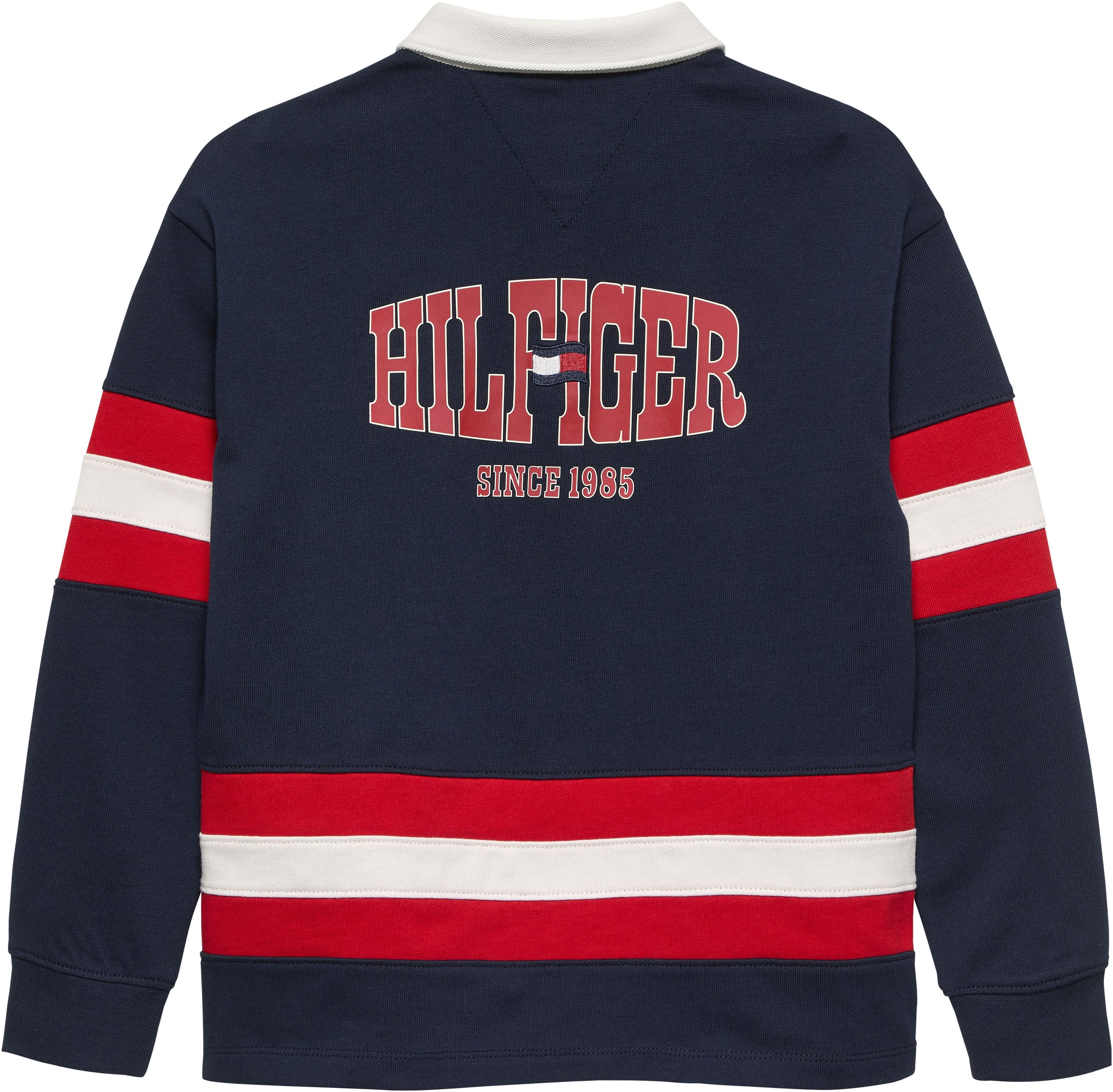 Tommy Hilfiger Langarm-Poloshirt HILFIGER GRAPHIC RUGBY POLO LS Kinder bis 16 Jahre, Rückenprint, Kontrastdetails