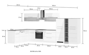 KOCHSTATION Küche KS-Wien, Stellbreite 220 x 420 cm, wahlweise mit E-Geräten