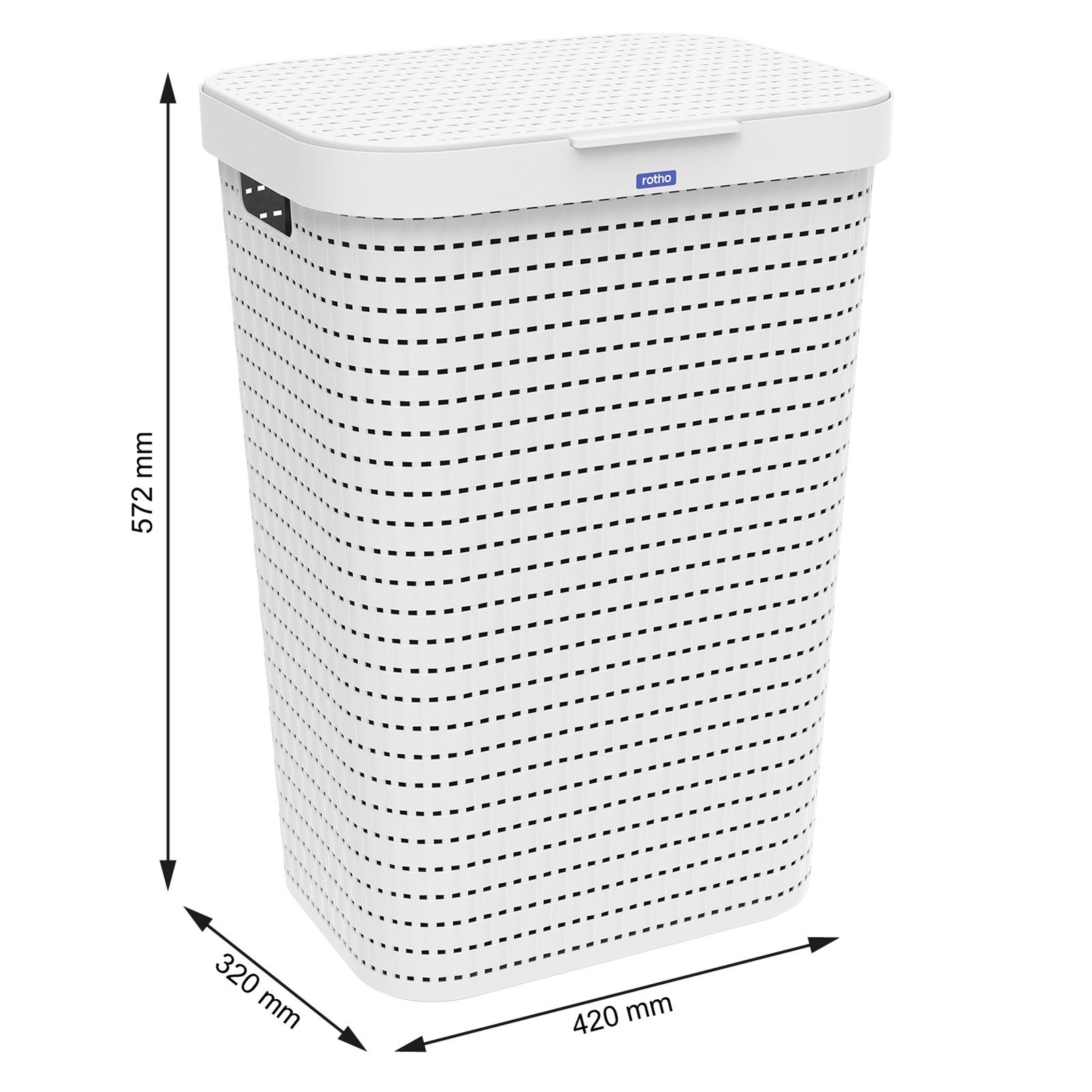 ermöglicht BPA-frei an innerhalb Kunststoff 55l, Wäschebox Löcher der Wäscheset (Wäscheset, Luftzirkulation Country (PP) Wäschekorb ROTHO 2tlg. Set Seiten 40l, 2-tlg), Weiß den