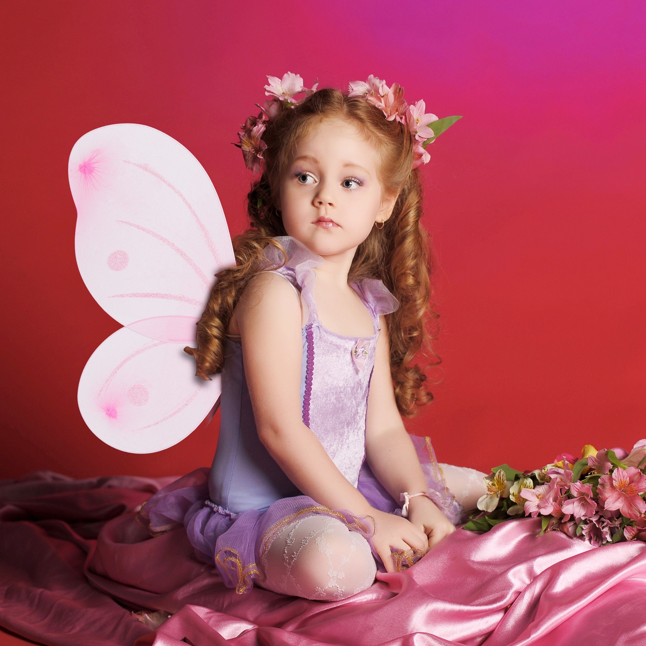 relaxdays Feen-Kostüm 10 x Feenflügel mit Zauberstab pink