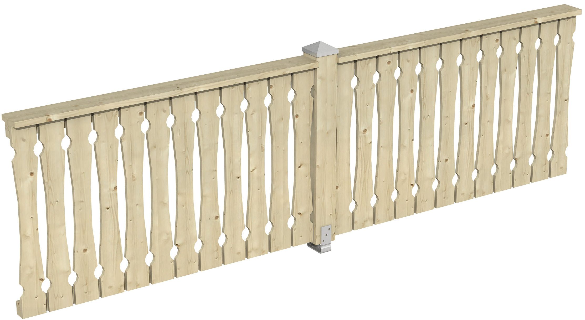 Skanholz Brüstungsgeländer Balkonschalung, 335 cm Länge, 96 cm Höhe, mit 1 Pfosten