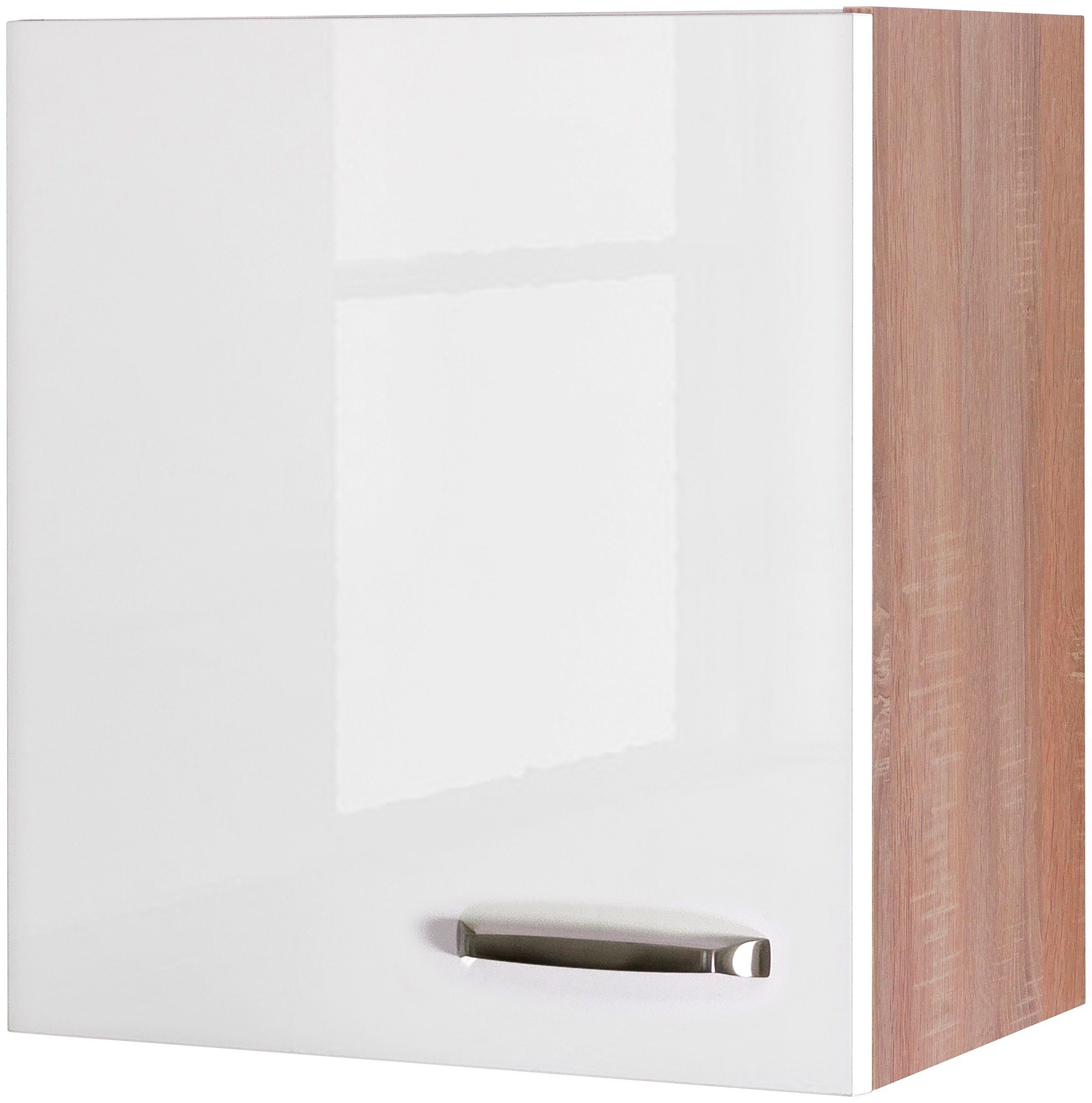 Flex-Well Exclusiv Oberschrank Valero 50 cm x 55 cm Hochglanz Weiß-Sonoma E günstig online kaufen