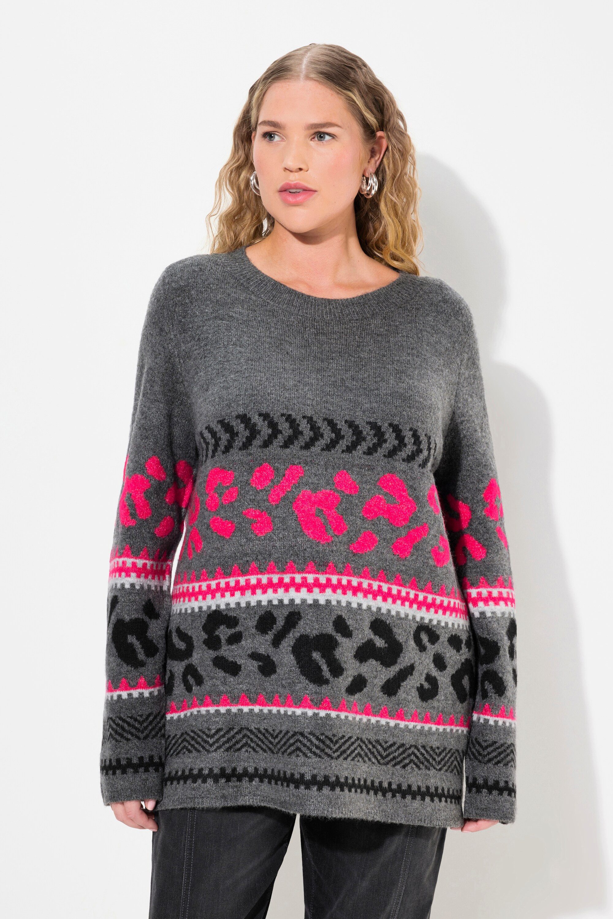Ulla Popken Rollkragenpullover Pullover Musterstreifen Stehkragen günstig online kaufen