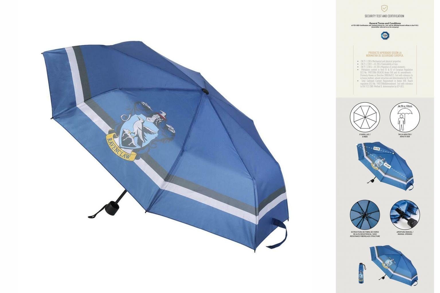 Harry Potter Taschenregenschirm Faltbarer Regenschirm Harry Potter Ravenclaw Blau 53 cm | Taschenschirme