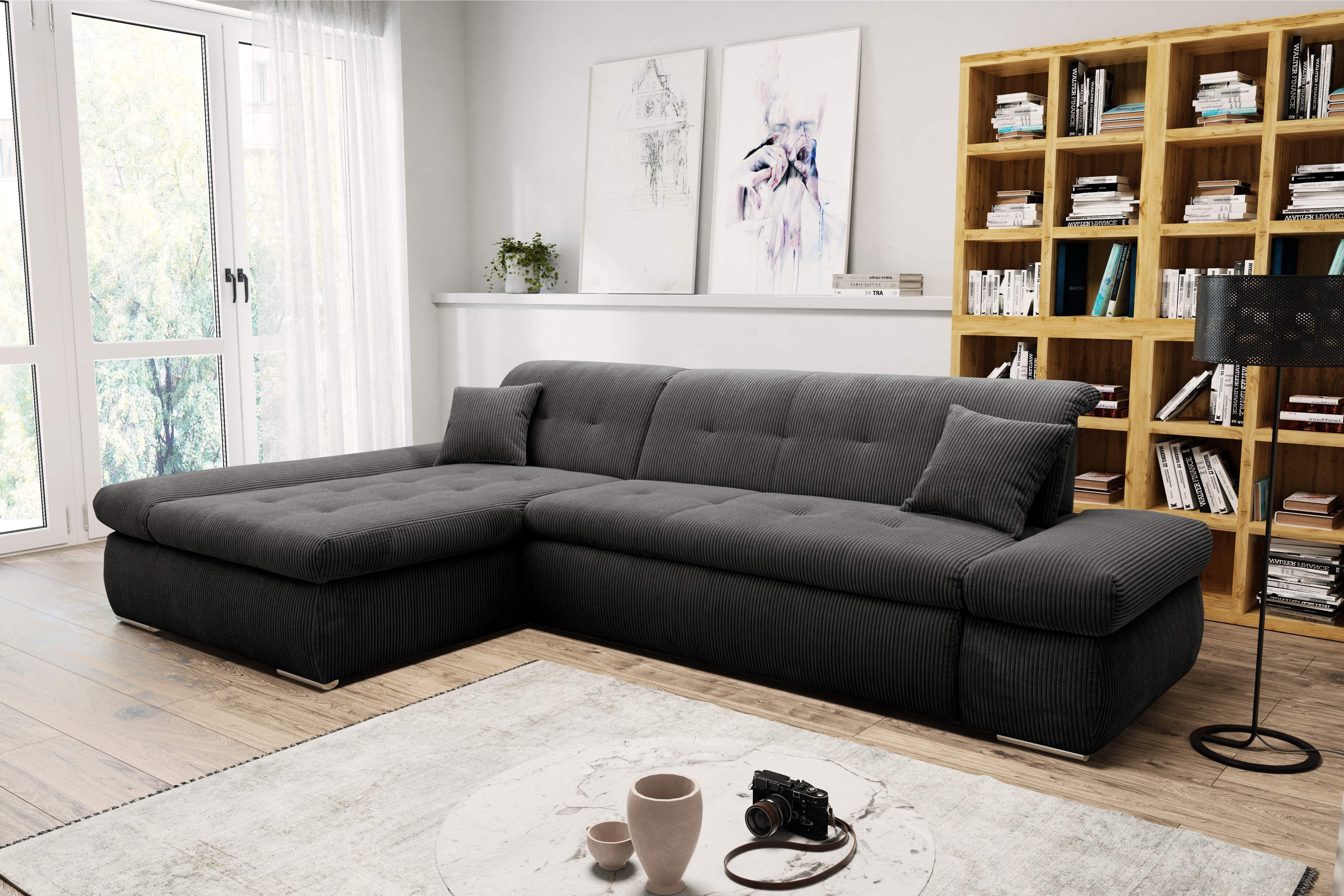 DOMO collection Ecksofa Moric Schlafsofa B/T/H 300/172/80 cm, auch in Cord, L-Form, XXL-Format, wahlweise auch mit Bettfunktion und Armverstellung