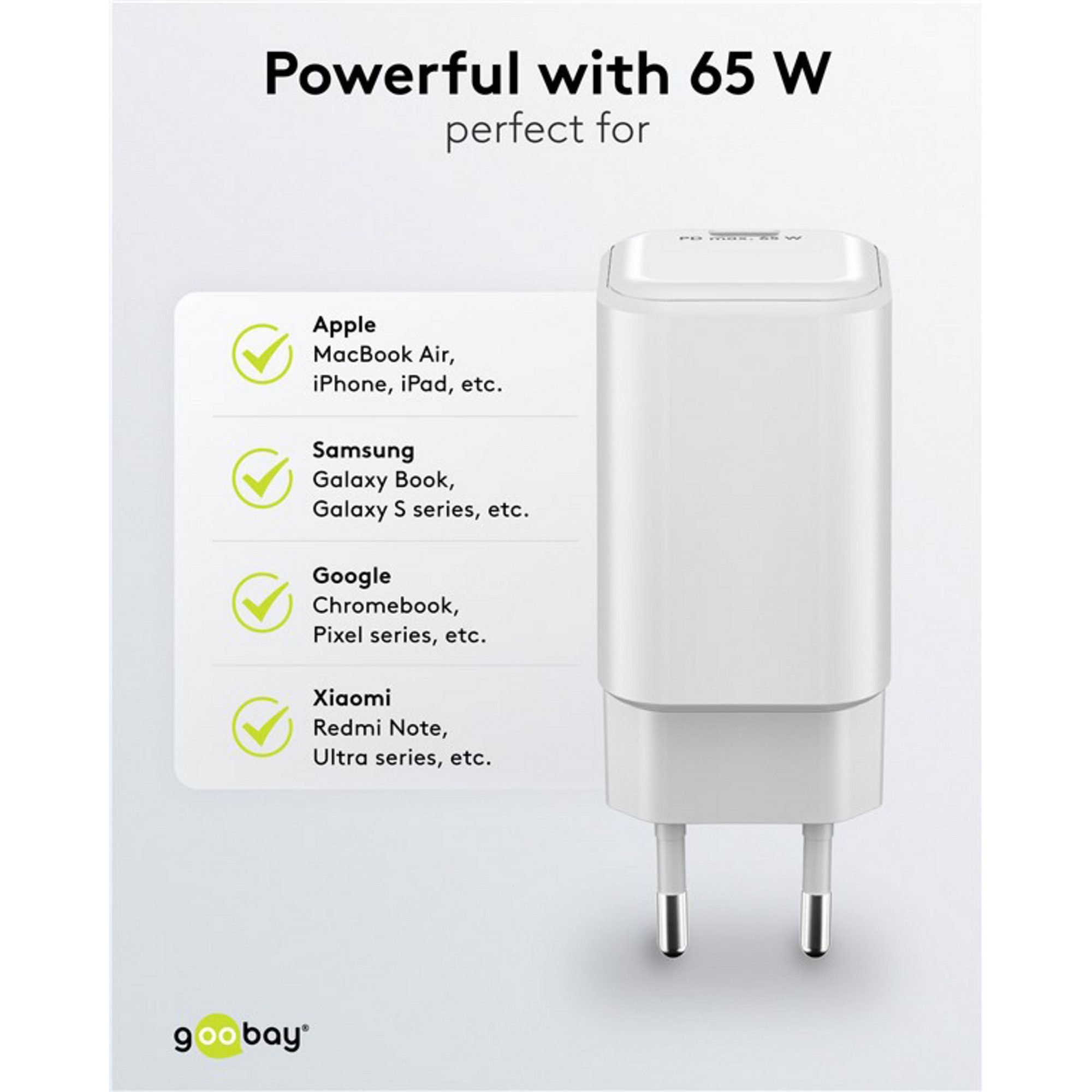 Goobay goobay USB-C PD GaN Schnelladegerät Nano 65 W, Netzteil