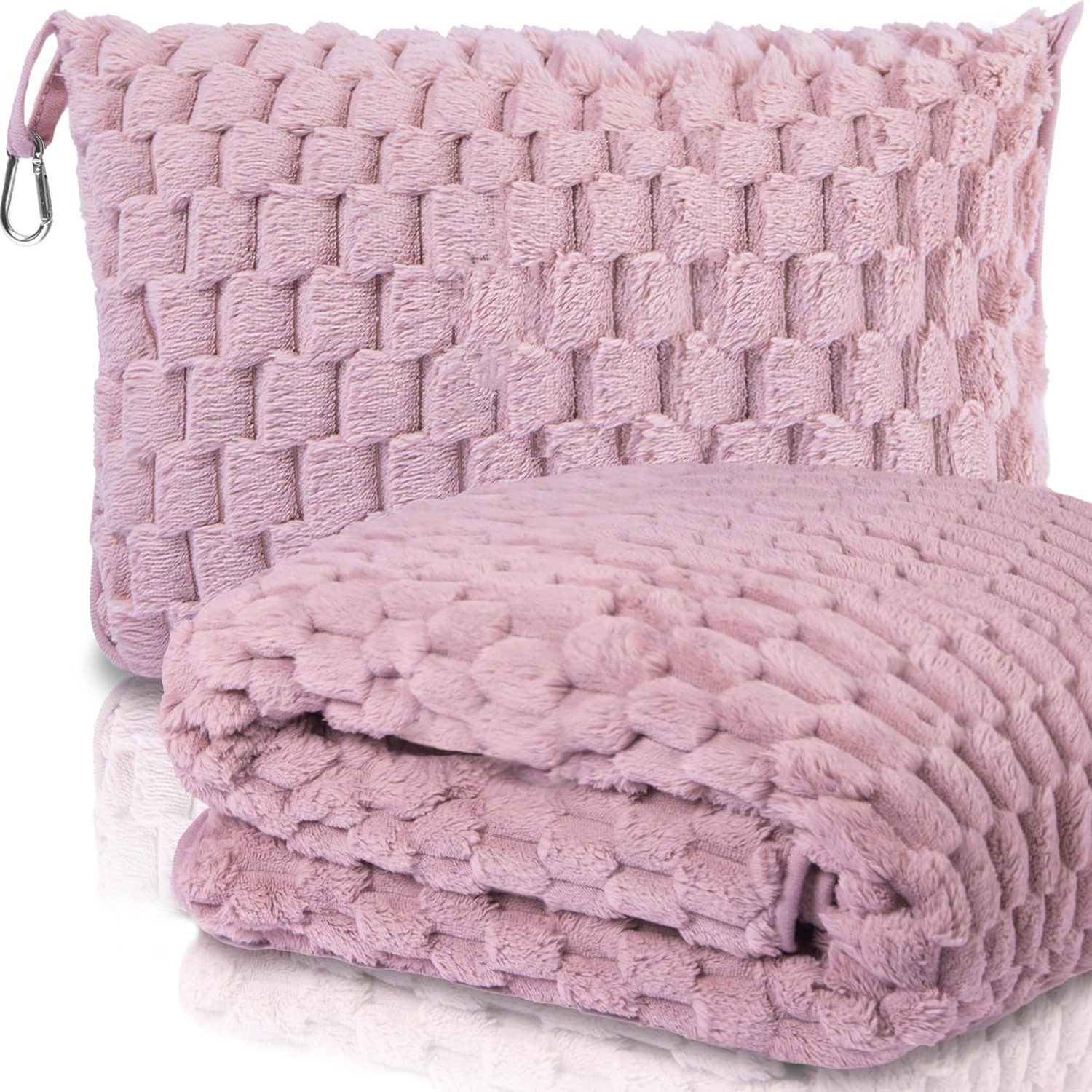 Auledio Reisekissen Packbare Reisedecke & Kissen – für Flugzeug, Auto (Erw. und Kinder), Weicher Mikroplüsch, kompakt, vielseitig, maschinenwaschbar