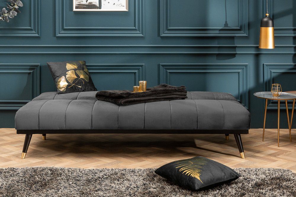 Einzelartikel Teile, · · mit Retro schwarz, · 180cm grau · 3-Sitzer BEAUTÉ Samt Wohnzimmer 1 Bettfunktion / PETIT Schlafcouch riess-ambiente Design