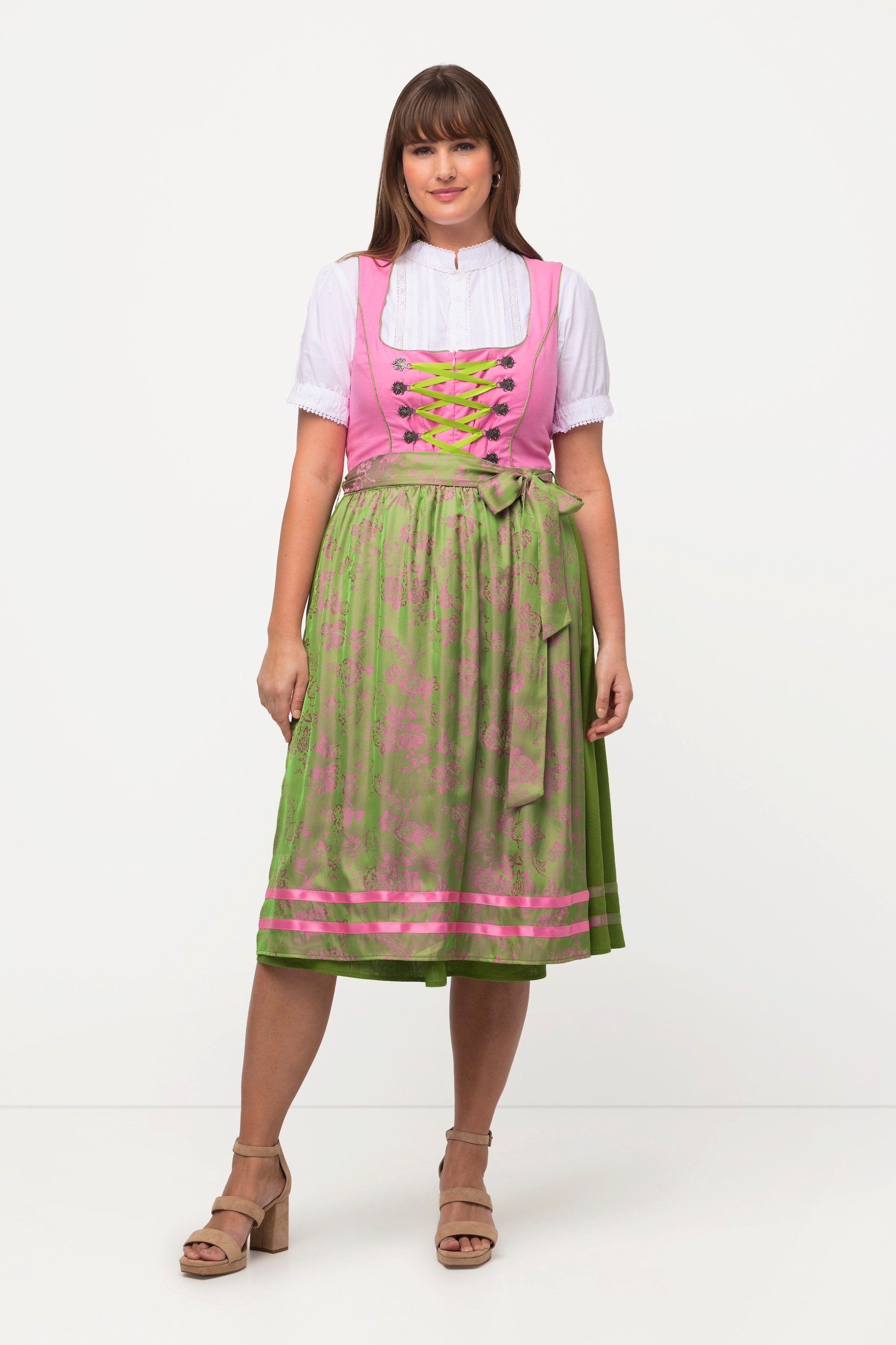 Ulla Popken Dirndl Dirndl Schnürung Carree-Ausschnitt günstig online kaufen