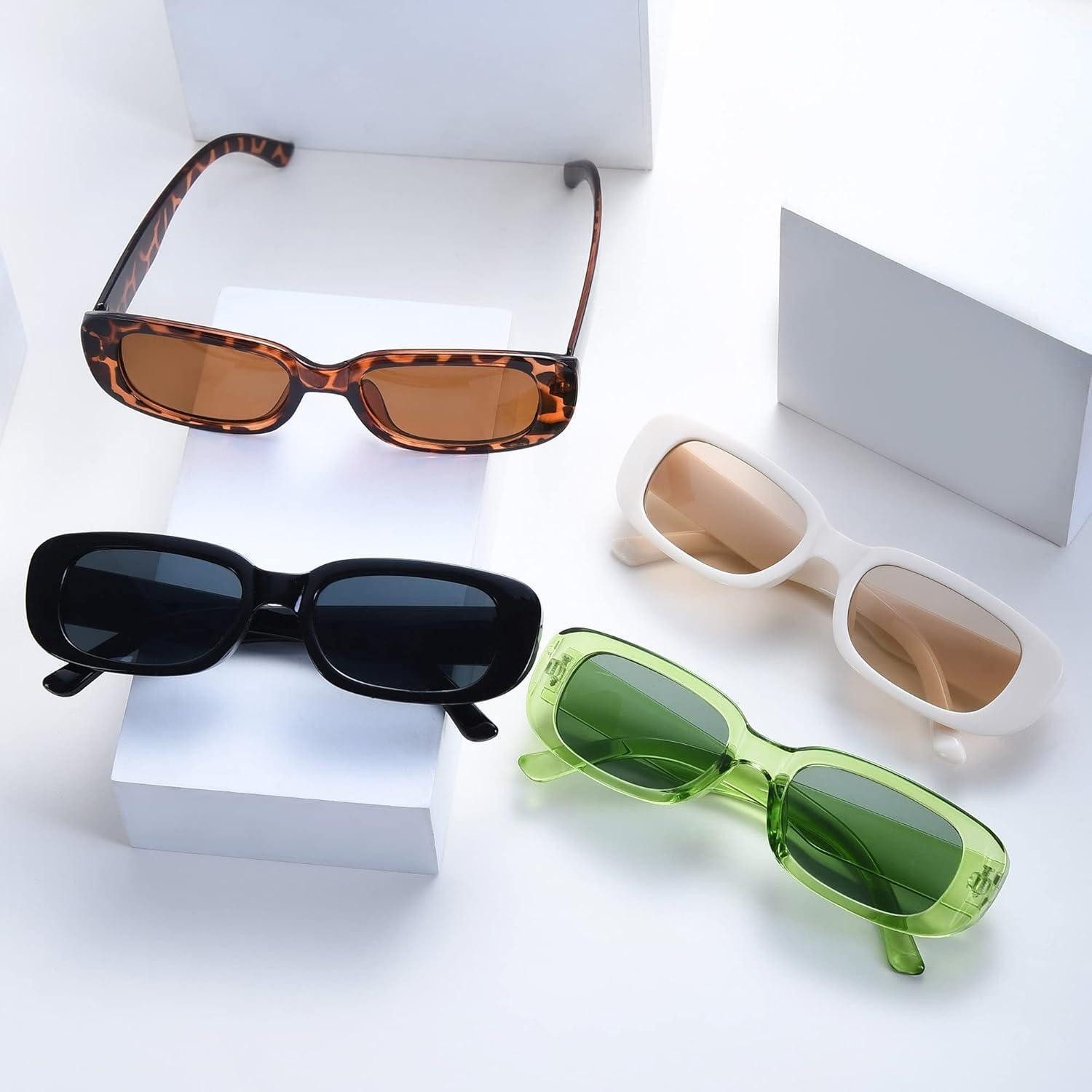 LuxusKollektion Retrosonnenbrille Sonnenbrille Damen rechteckig 90er retro vintage 4er 4 Pack Mix A
