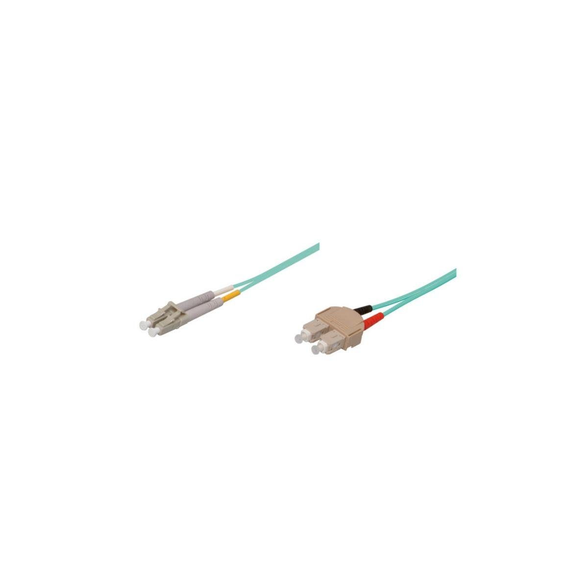 VARIA LWL-Kabel, 0.5 m, Duplex OM3 (Multimode, 50/125) SC/LC Glasfaserkabel, SC Duplex, (50,00 cm)
